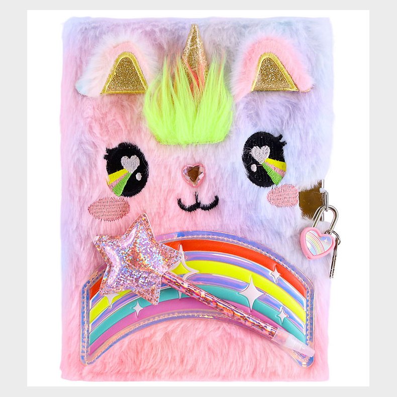 Hot Focus Dagbog m. Ls & Ngler - Plys - Enhjrning