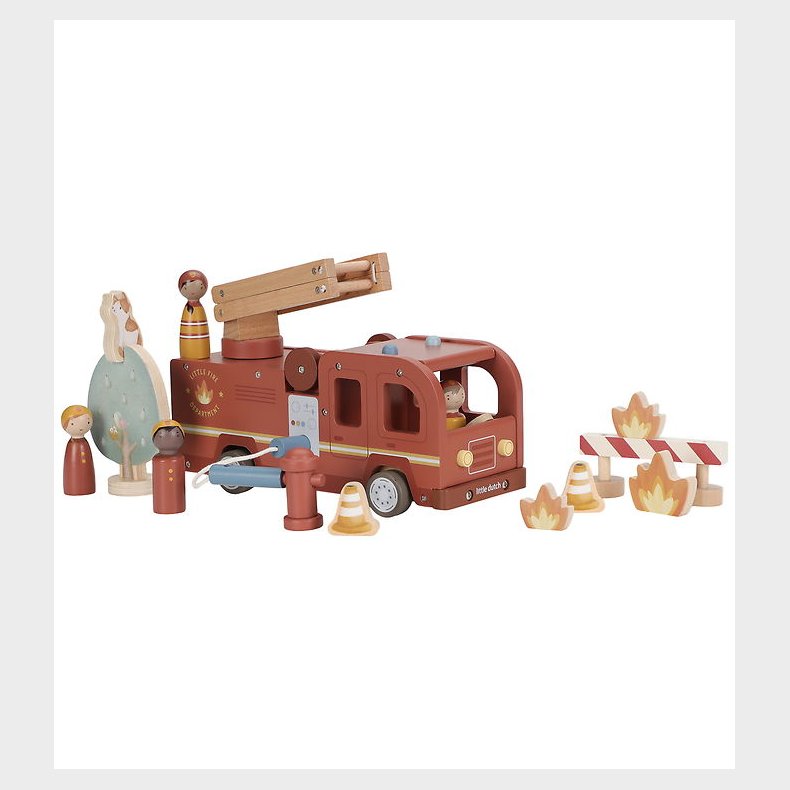 Little Dutch Brandbil m. Tr�figurer - Tr� - R�d
