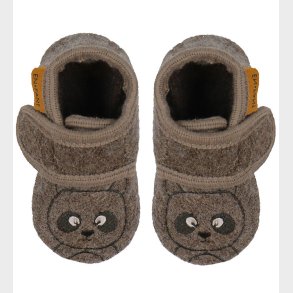 En Fant Hjemmesko - Uld - Chocolate Brown m. Bjrn