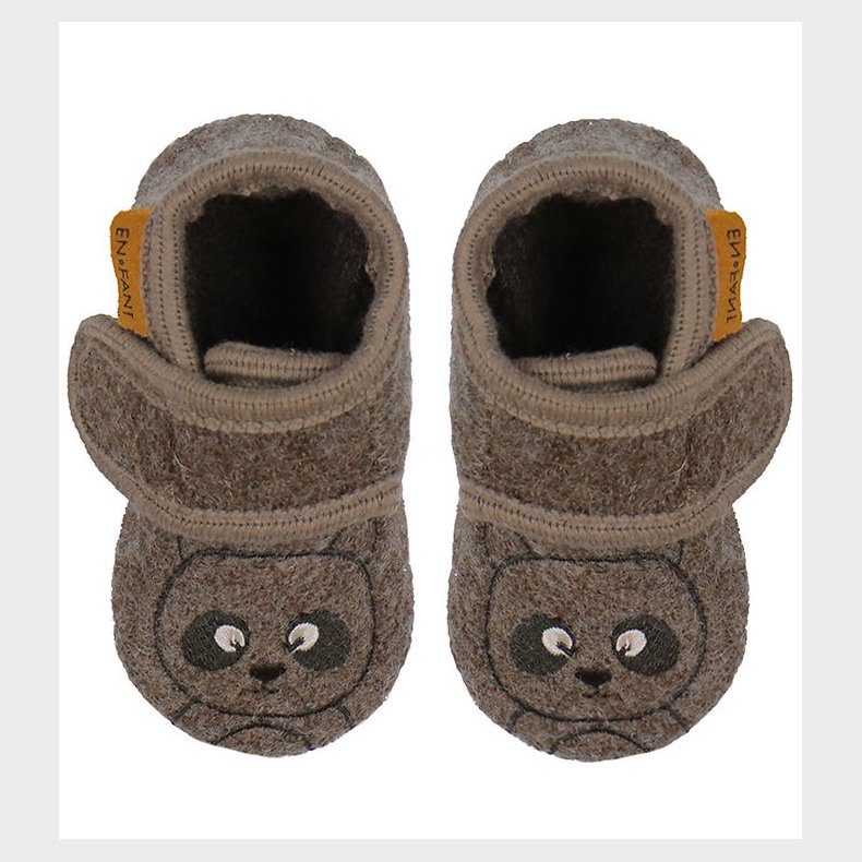 En Fant Hjemmesko - Uld - Chocolate Brown m. Bjrn