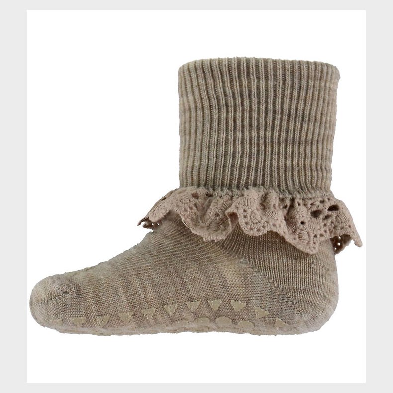 GoBabyGo Strmper - Uld - Non-Slip - Light Brown Melange