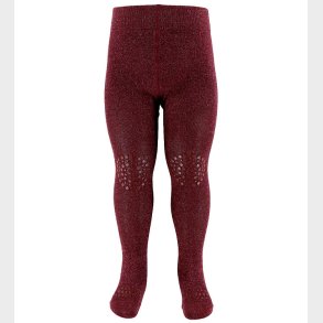 GoBabyGo Skridsikre Strmpebukser - Bambus - Wine Red m. Glitter