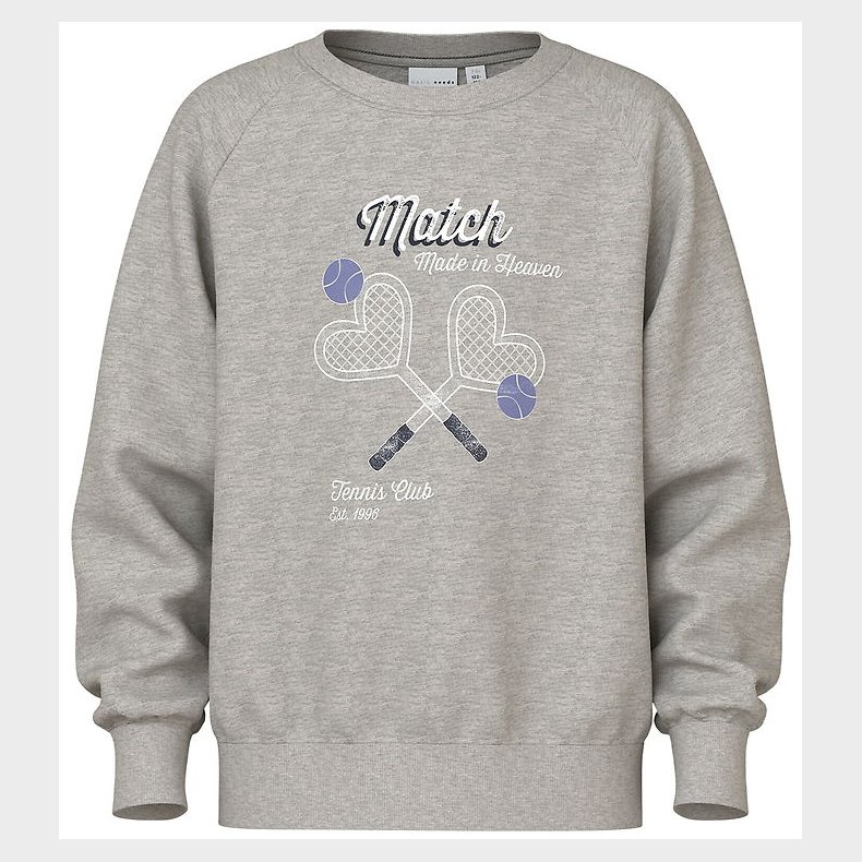 Name It Sweatshirt - NkfVenus - Grey Melange/Heart Rackets