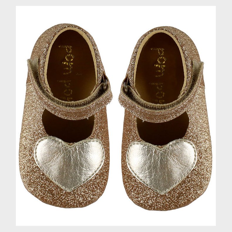 Pom Pom Begyndersko - Ballerina Heart - Gold Glitter