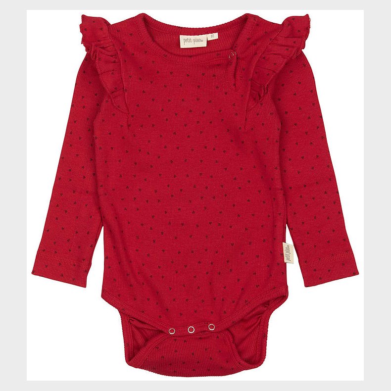 Petit Piao Body l/ - Rib - Modal - Frill - Jet Red/Biking Red