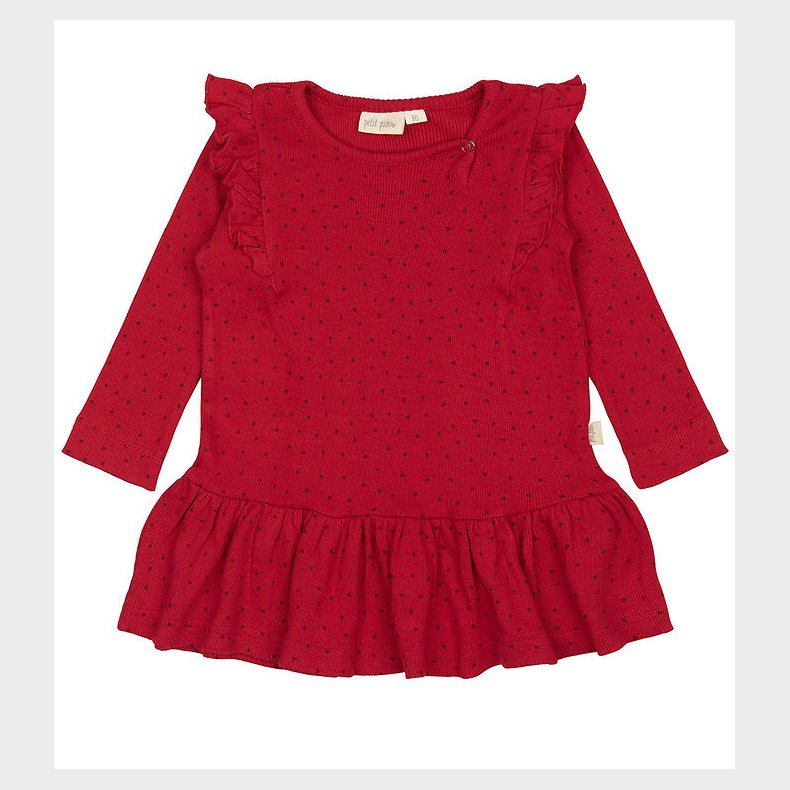 Petit Piao Kjole - Rib - Modal - Frill - Jet Red/Biking Red
