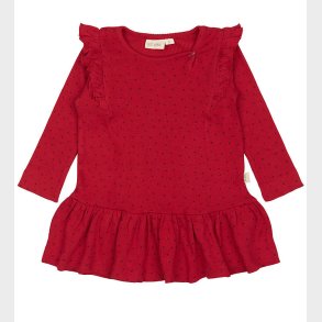 Petit Piao Kjole - Rib - Modal - Frill - Jet Red/Biking Red