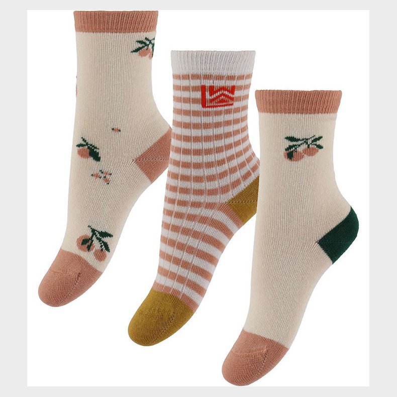 Liewood Strmper - 3-pak - Silas - Peach Sea Shell Mix