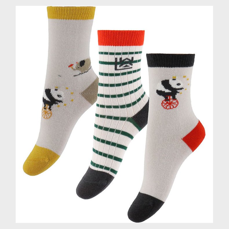 Liewood Strmper - 3-pak - Silas - Circus/Sandy Mix