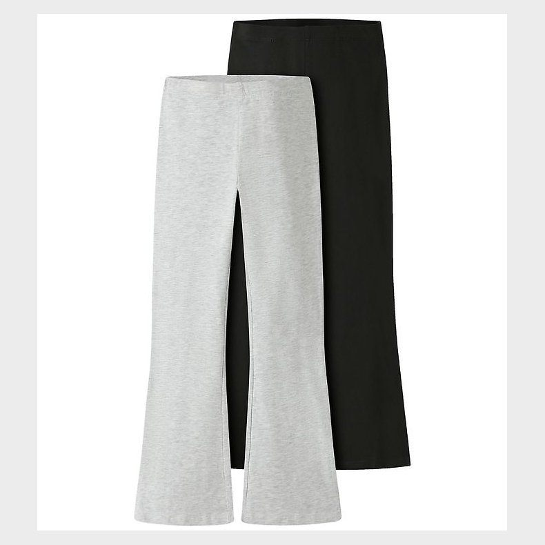 Name It Bukser - 2-pak - MkfVivii - Light Grey Melange/Sort