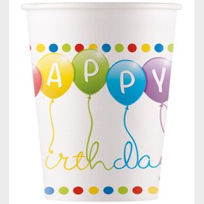 Decorata Party Papkrus - 8-pak - 200 ml - Happy Birthday Streame