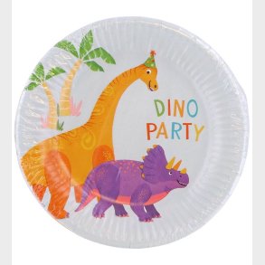 Decorata Party Paptallerkner - 8-pak - 19,5 cm - Dino Party