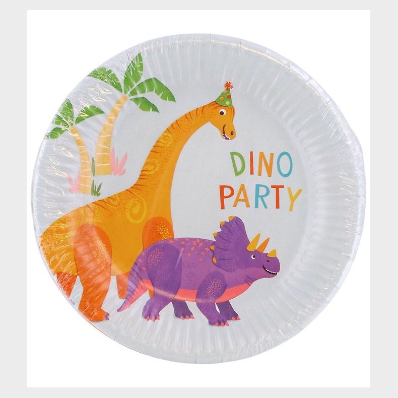 Decorata Party Paptallerkner - 8-pak - 19,5 cm - Dino Party
