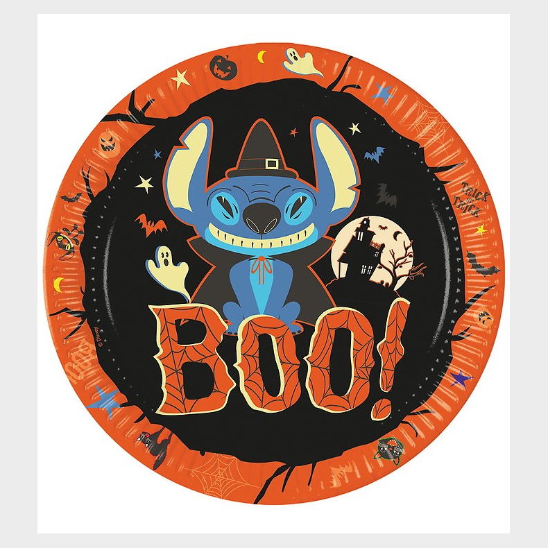 Decorata Party Paptallerkner - 8-pak - 23 cm - Stitch Halloween