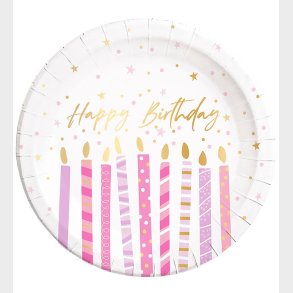 Decorata Party Paptallerkner - 8-pak - 23 cm - Birthday Candles