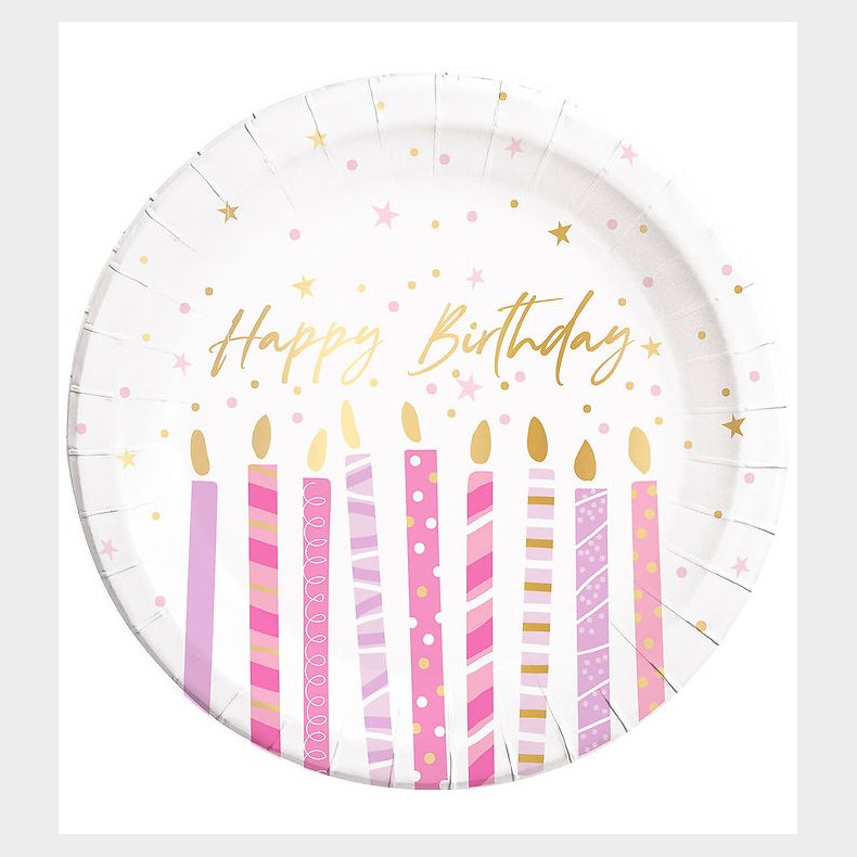 Decorata Party Paptallerkner - 8-pak - 23 cm - Birthday Candles