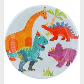 Decorata Party Paptallerkner - 8-pak - 23 cm - Dino Party