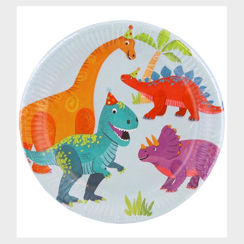 Decorata Party Paptallerkner - 8-pak - 23 cm - Dino Party