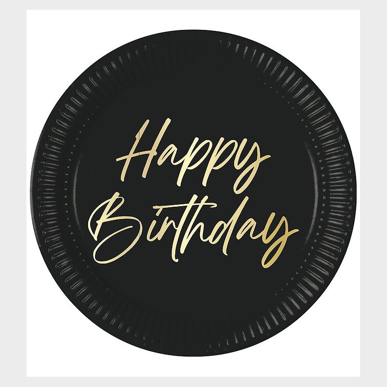 Decorata Party Paptallerkner - 8-pak - 23 cm - Elegant Happy Bir