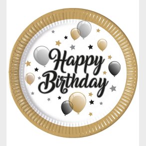 Decorata Party Paptallerkner - 8-pak - 23 cm - Milestone Happy B