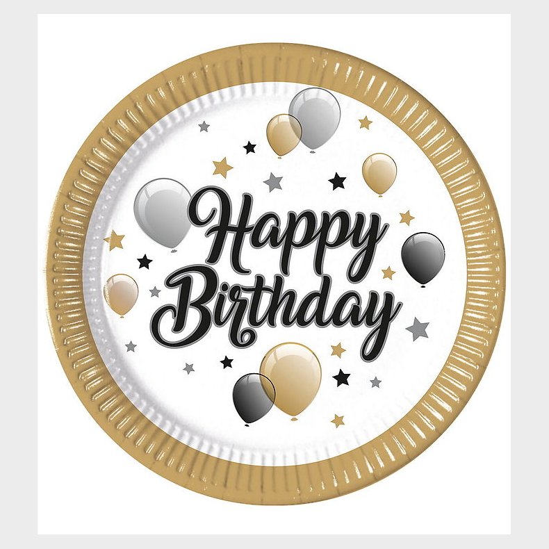 Decorata Party Paptallerkner - 8-pak - 23 cm - Milestone Happy B