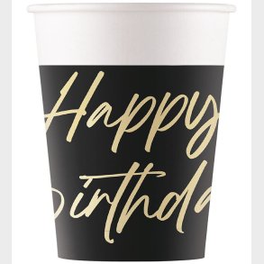 Decorata Party Papkrus - 8-pak - 200 ml - Elegant Happy Birthday