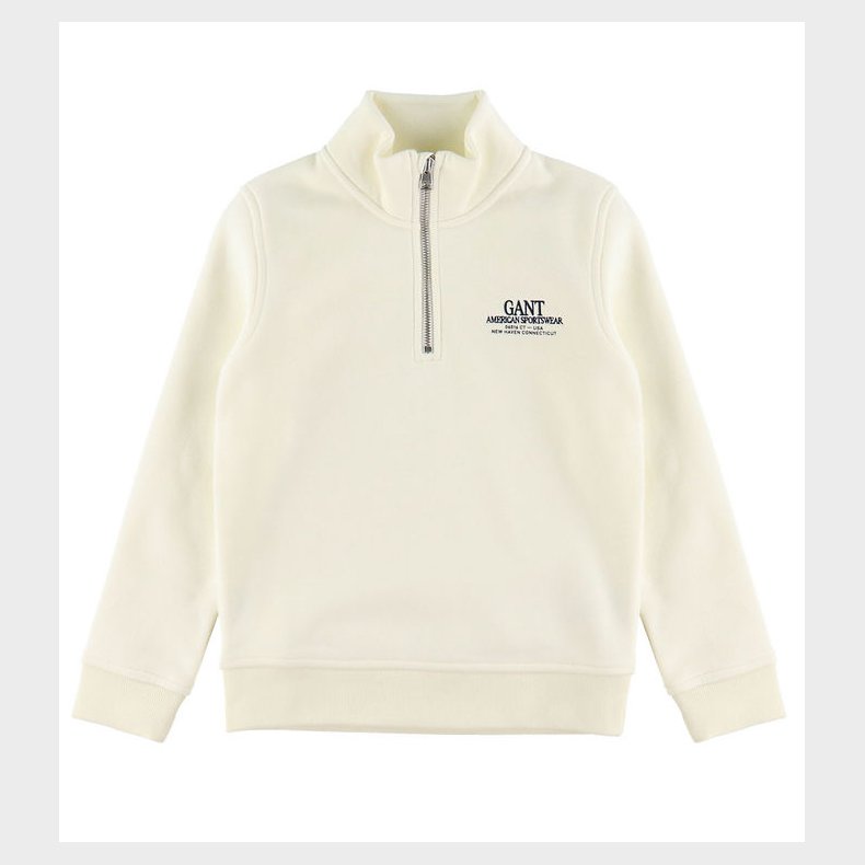 GANT Sweatshirt - Graphic - Half Zip - Cream