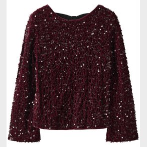 Name It Bluse - NkfRusitta - Burgundy/Black Bow m. Palietter