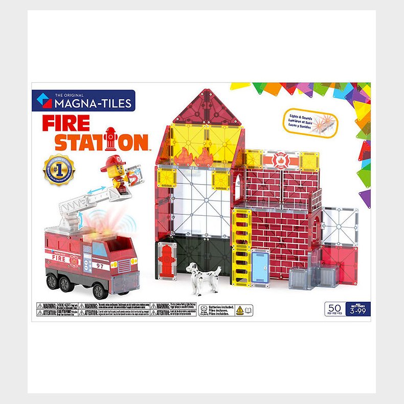 Magna-Tiles Magnetst - 50 Dele - Fire Station + MicroMAGS