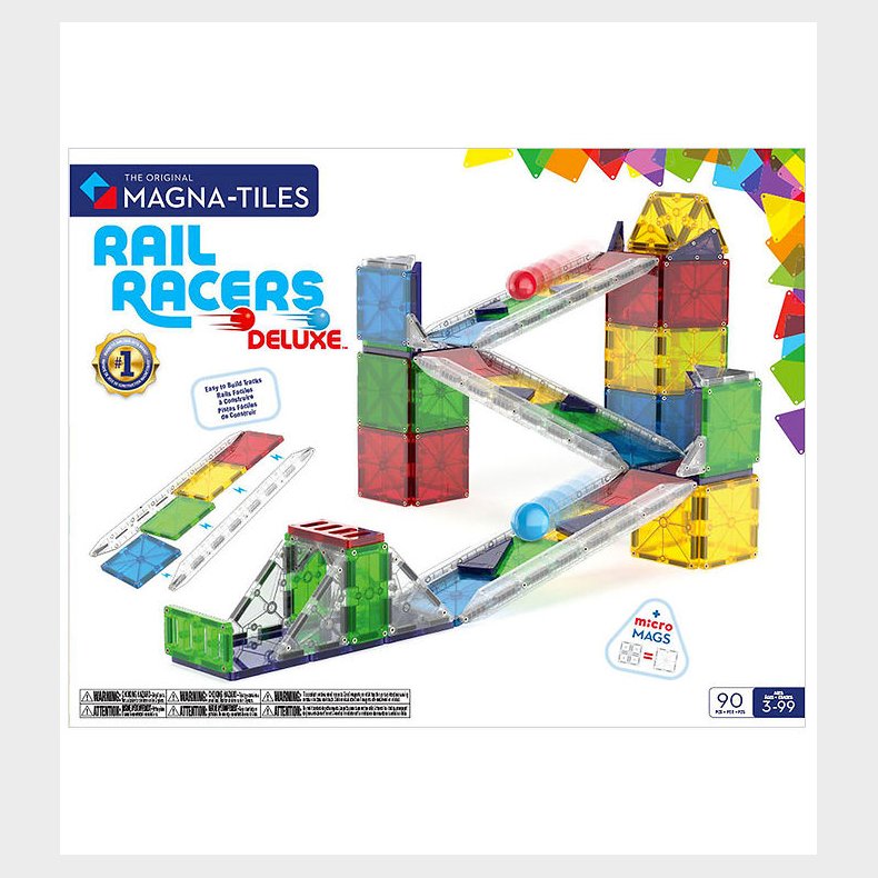 Magna-Tiles Magnetst - 90 Dele - Rail Racer + MicroMAGS