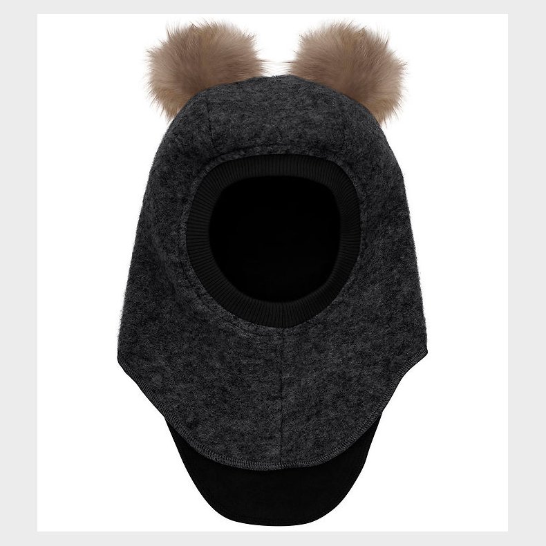 Huttelihut Elefanthue - Uld/Bomuld - 2-lags - Dark Grey Melange