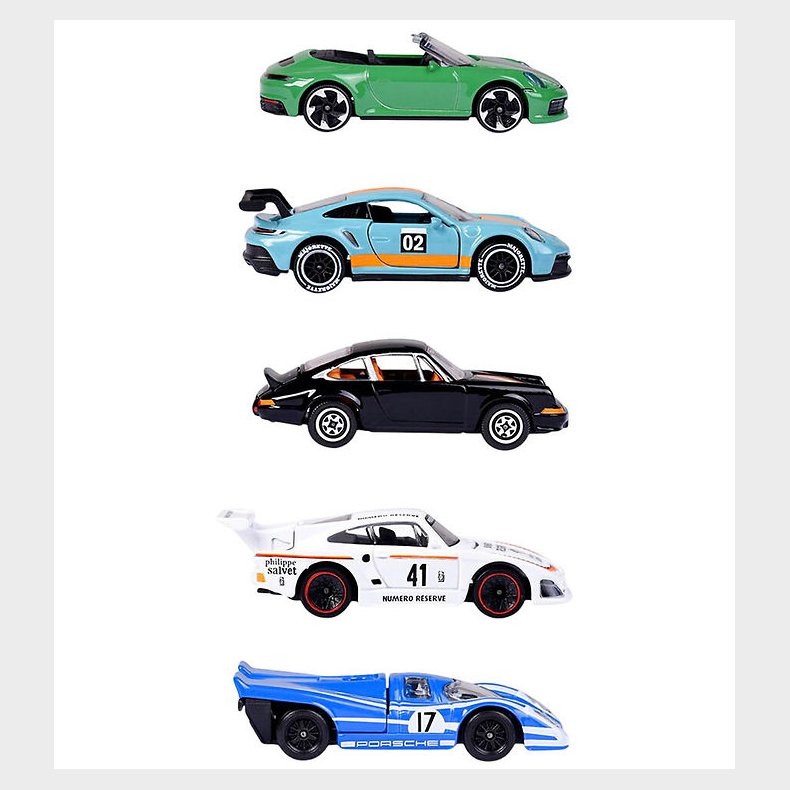 Majorette Biler - Porsche - 5-pak