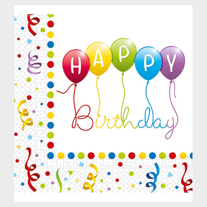 Decorata Party Servietter - 20-pak - 33*33 cm - Happy Birthday S