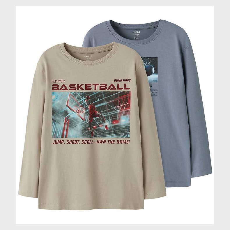 Name It Bluse - 2-pak - NkmVoto - Island Fossil/Flint Stone Hock