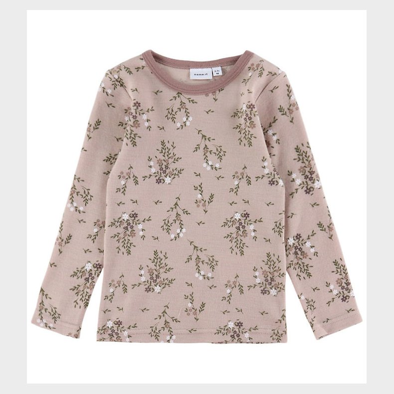 Name It Bluse - Uld - NmfWillow - Shadow Gray/Long flowers