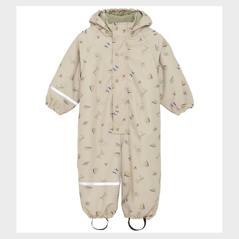 CeLaVi Regndragt m. Fleece - AOP - White Pepper