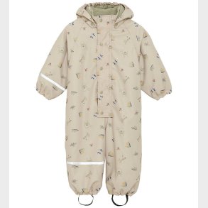 CeLaVi Regndragt m. Fleece - AOP - White Pepper