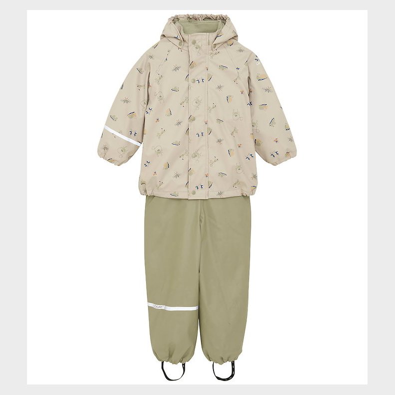 CeLaVi Regntj m. Fleece - AOP - White Pepper