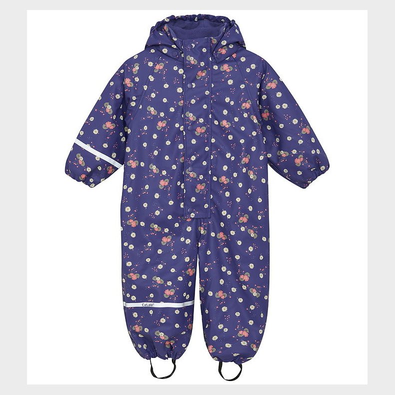 CeLaVi Regndragt m. Fleece - PU - Skipper Blue m. Print