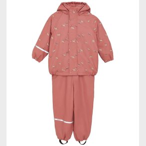 CeLaVi Regntj m. Seler/Fleece - AOP - Brick Dust