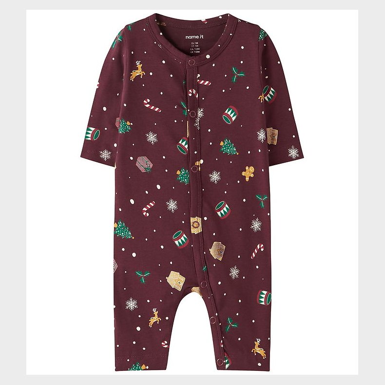 Name It Natdragt - NbnVismas - Burgundy/Xmas AOP