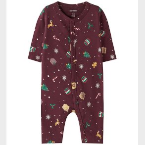 Name It Natdragt - NbnVismas - Burgundy/Xmas AOP