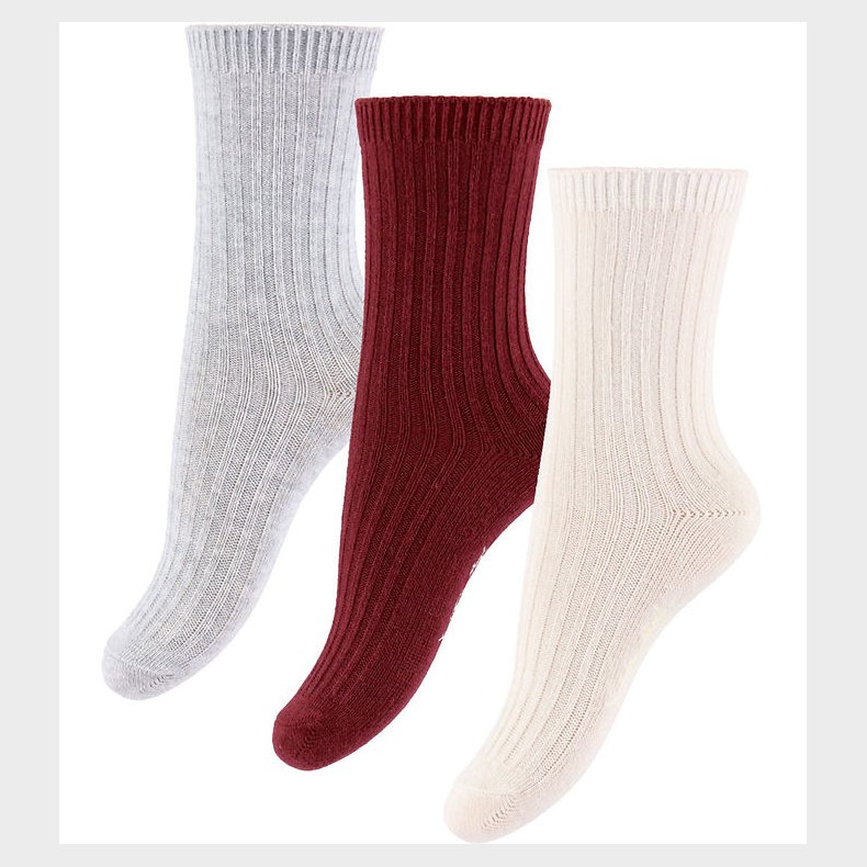 Konges Sljd Strmper - 3-pak - Rd/Hvid/Grmeleret