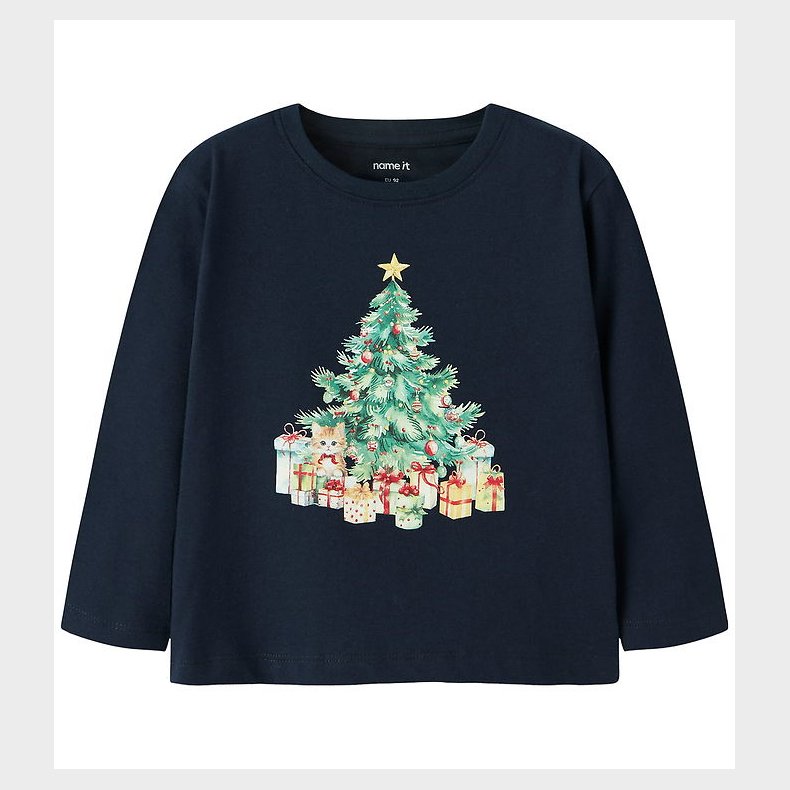 Name It Bluse - NmfVosmas - Navy Blazer/Xmas Tree Cat