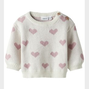 Nmae It Bluse - Strik - NbfOana - Cloud Dancer/Keepsake Lilac He