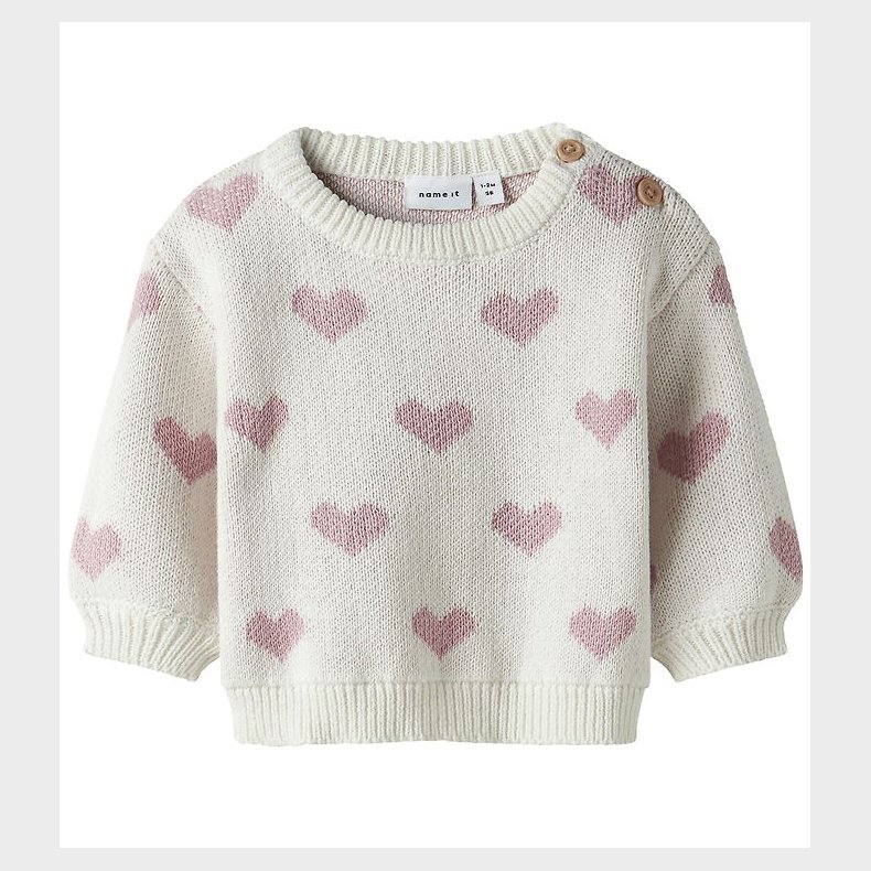 Nmae It Bluse - Strik - NbfOana - Cloud Dancer/Keepsake Lilac He