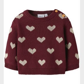 Nmae It Bluse - Strik - NbfOana - Burgundy/Peyote Heart