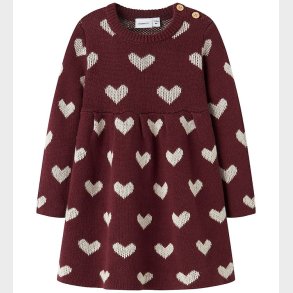 Name It Kjole - Strik - NbfOana - Burgundy/Peyote Heart