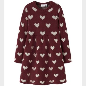 Name It Kjole - Strik - NmfOana - Burgundy/Peyote Heart