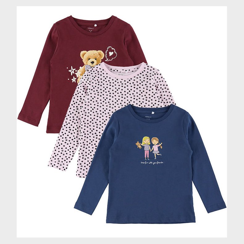 Name It Bluser - 3-pak - NmfNia - Burgundy/Burgundy+Early Hours+